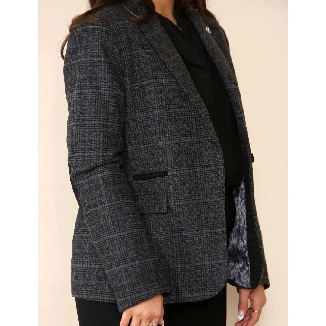 Women's Tweed Check Waistcoat Blazer Grey Suit sold by Tru Clothing product image thumbnail 4