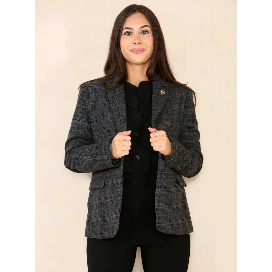 Women's Tweed Check Waistcoat Blazer Grey Suit sold by Tru Clothing product image thumbnail 2