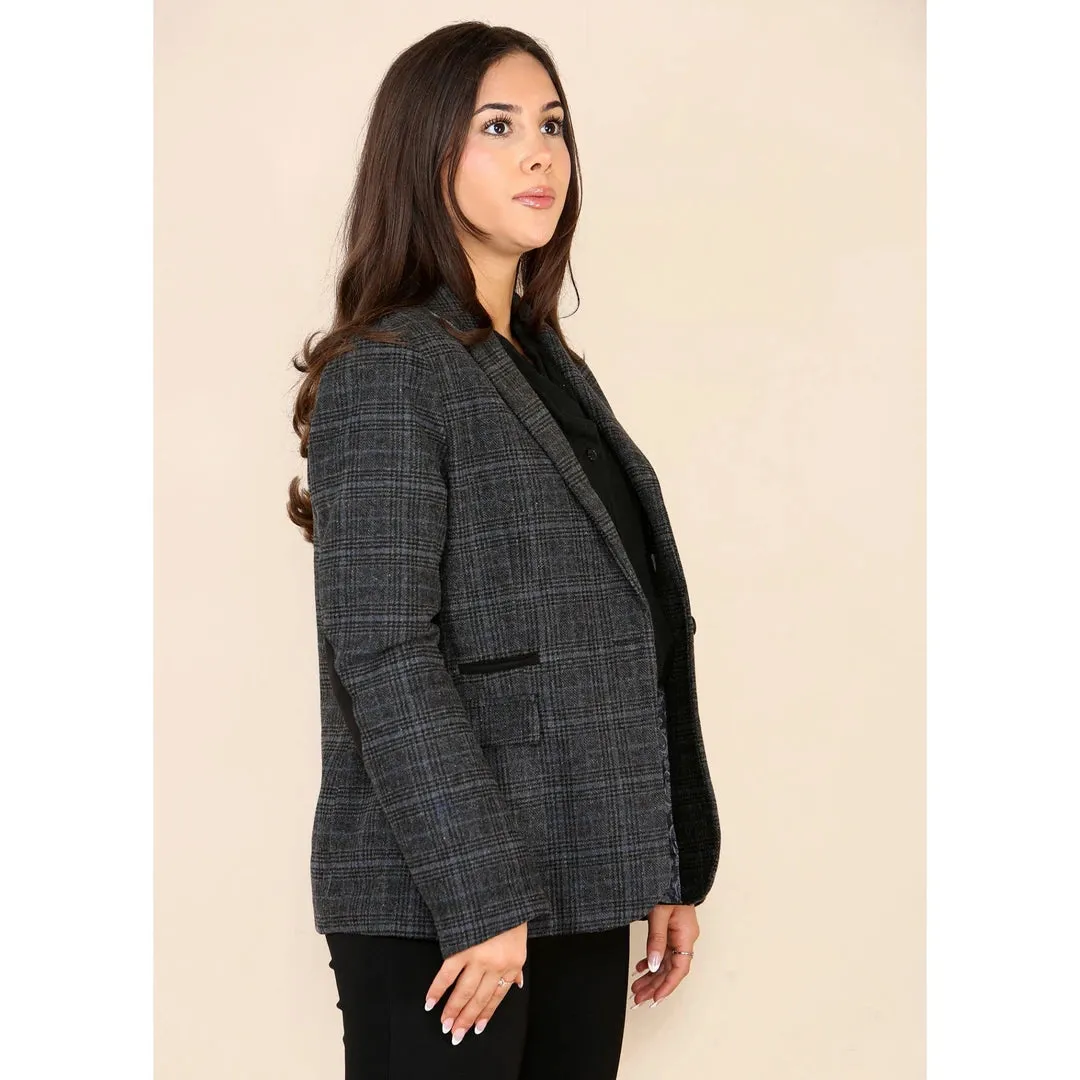 Women's Tweed Check Waistcoat Blazer Grey Suit sold by Tru Clothing product image thumbnail 3