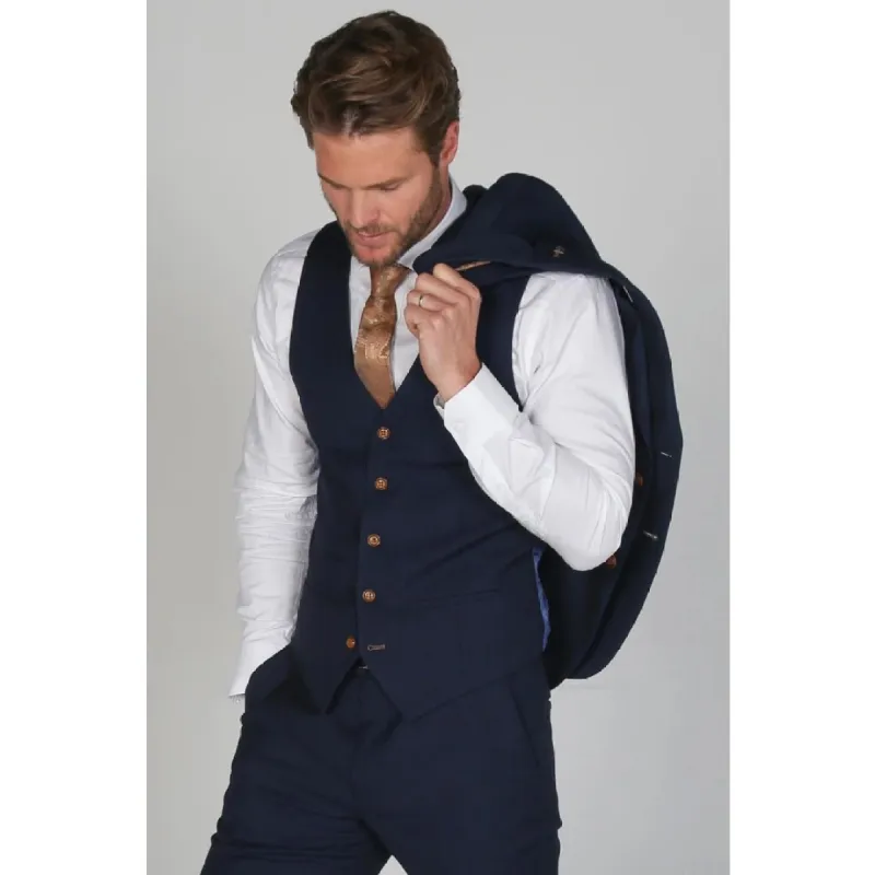 Mayfair- Men's Plain Navy Waistcoat sold by Tru Clothing