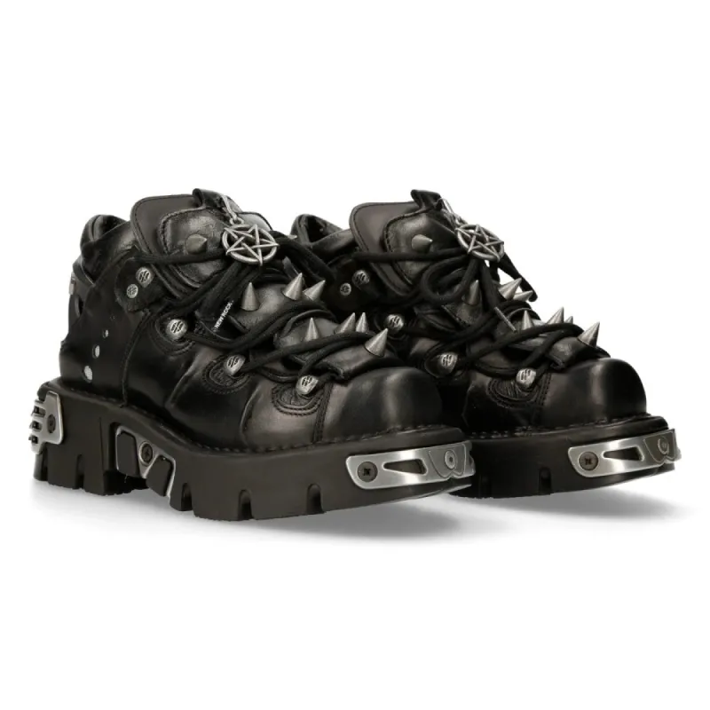 M110-S1 New Rock Unisex Men's Women's Bootie Metal Spikes Goth Punk Laced made by Newrock
