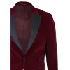 Men's Wine Velvet Tux Blazer Satin Lapels Dinner Wedding Prom Black Tie sold by Tru Clothing
