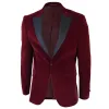 Men's Wine Velvet Tux Blazer Satin Lapels Dinner Wedding Prom Black Tie sold by Tru Clothing