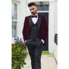 Men's Wine Velvet Tux Blazer Satin Lapels Dinner Wedding Prom Black Tie sold by Tru Clothing