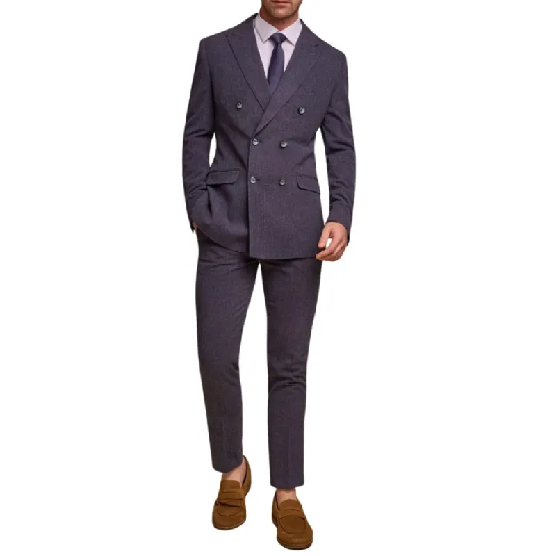 Tokyo - Men's Navy Blue 2 Piece Double Breasted Suit sold by Tru Clothing