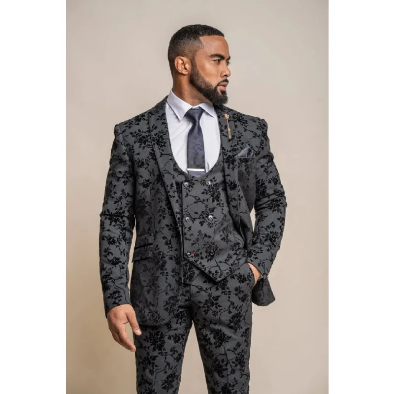 Georgi - Men's Black Floral Blazer sold by Tru Clothing
