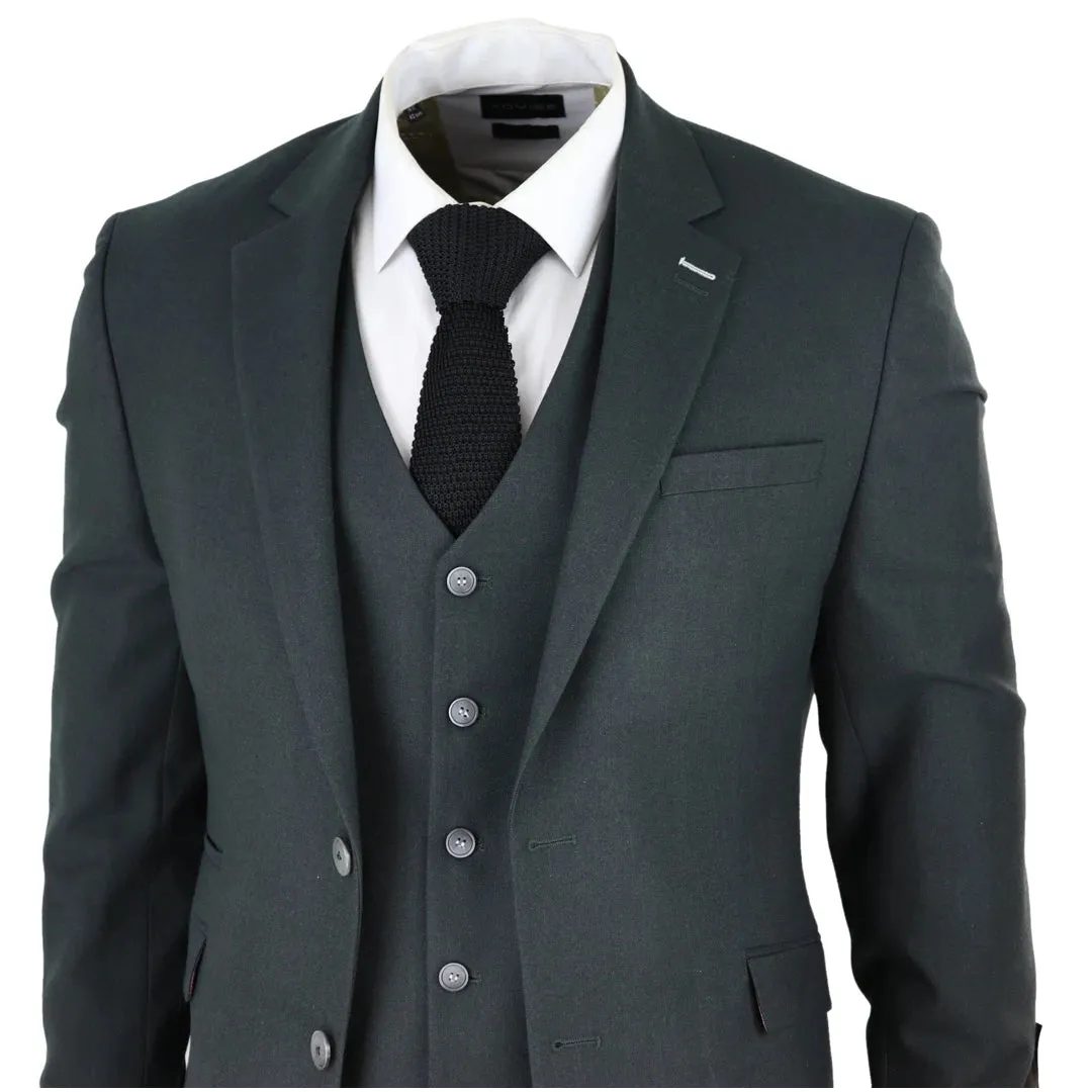 Furious - Men's Tweed Olive Green 3 Piece Suit Classic 1920s Wedding sold by Tru Clothing product image thumbnail 4