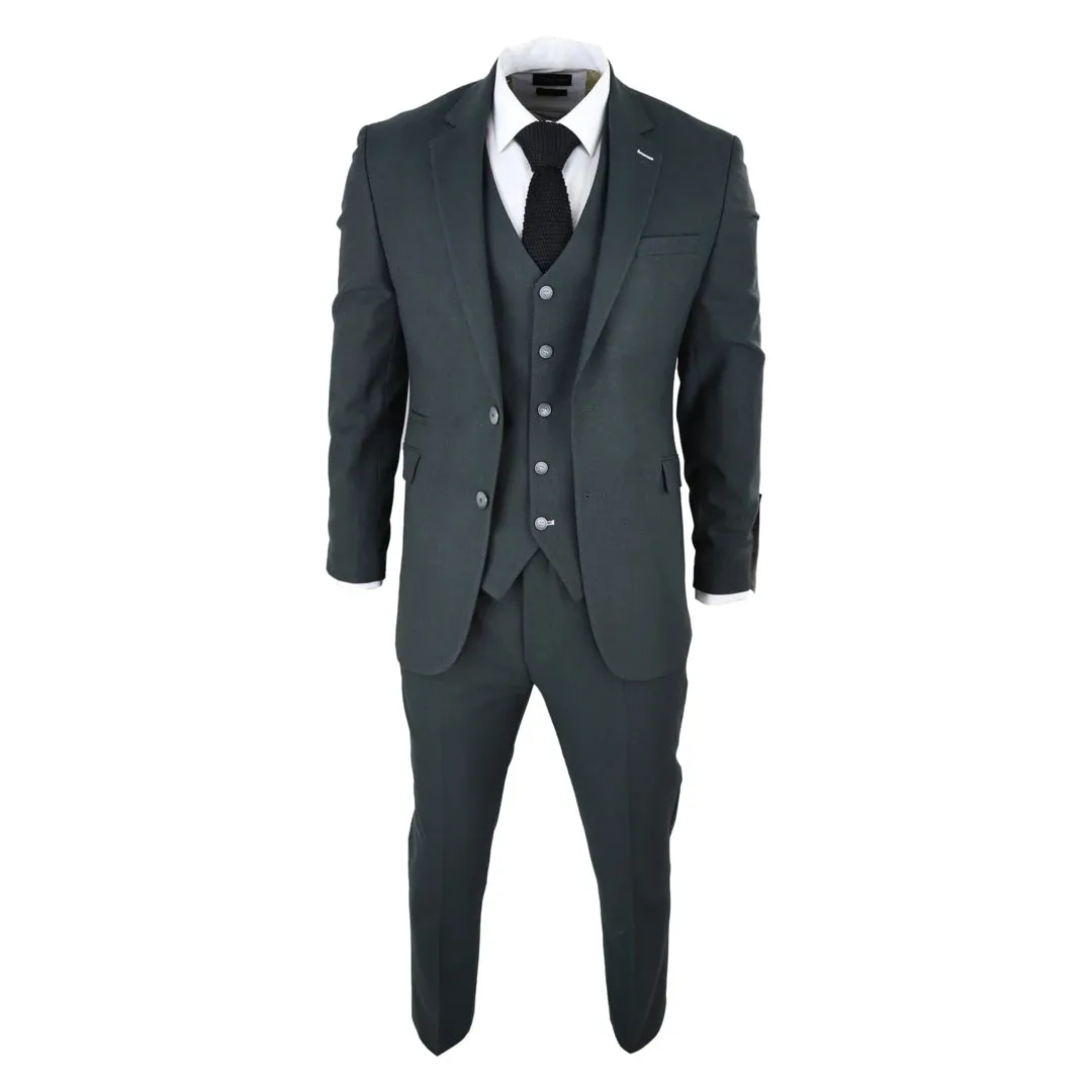 Furious - Men's Tweed Olive Green 3 Piece Suit Classic 1920s Wedding sold by Tru Clothing product image thumbnail 3