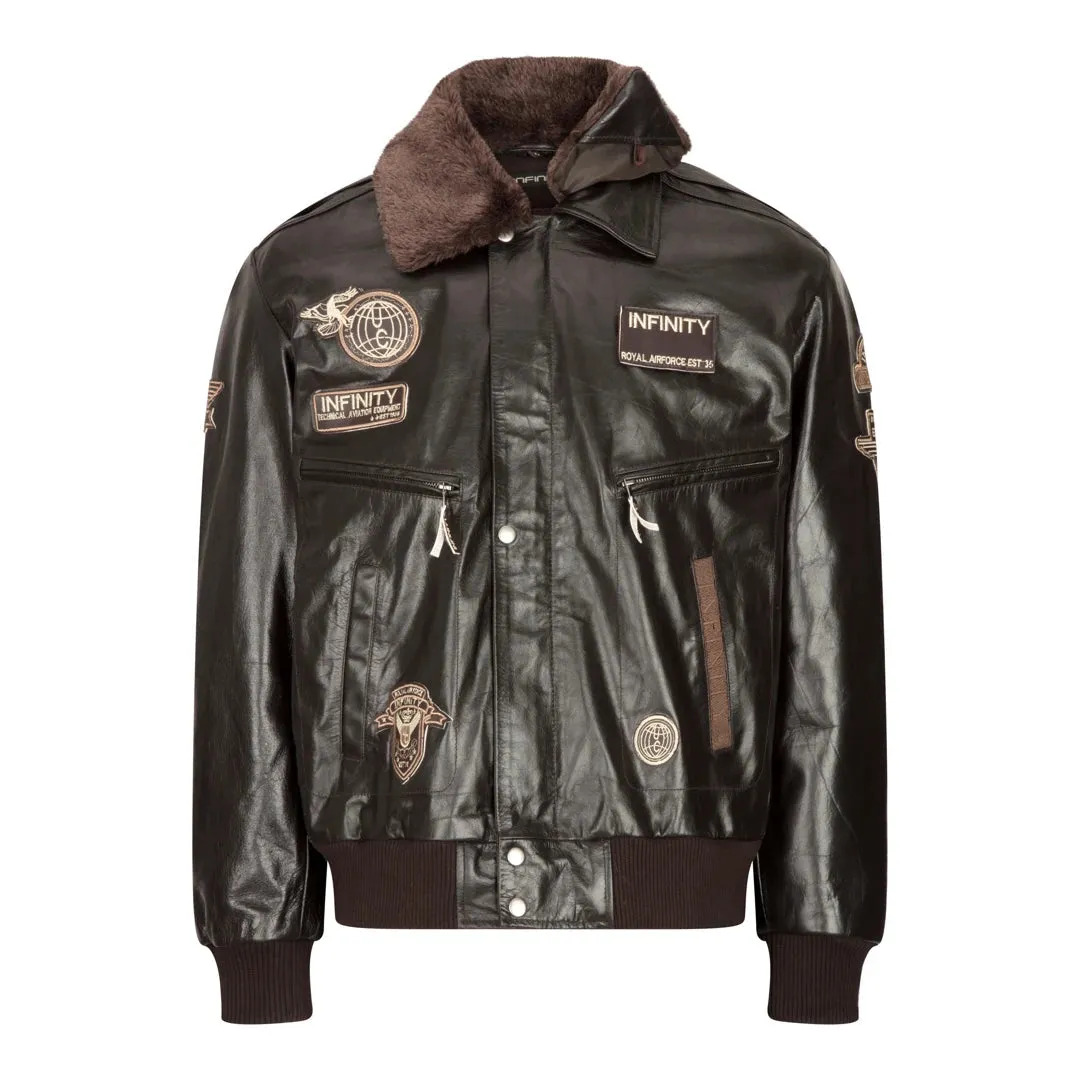 Men's Leather Jacket Bomber Aviator Badge Brown sold by Tru Clothing product image thumbnail 4