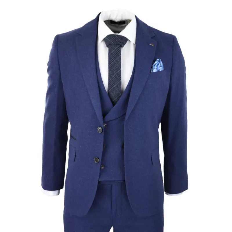 57298-Eton - Men's Wool 3 Piece Blue Suit Double Breasted Waistcoat Wedding Party 1920s sold by Tru Clothing