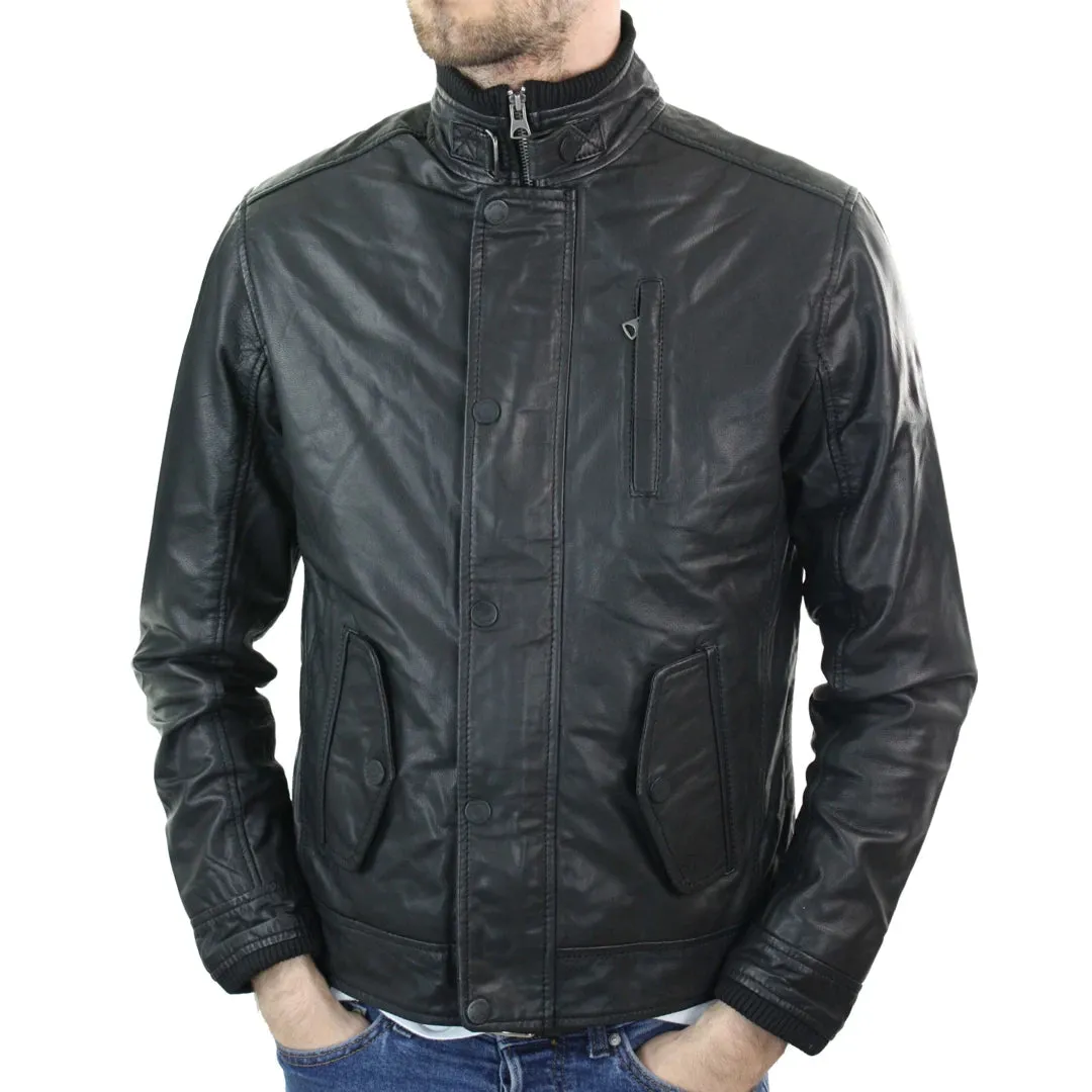 Men's Leather Zipped Black Jacket Short Coat sold by Tru Clothing