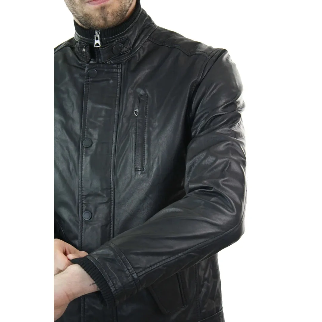 Men's Leather Zipped Black Jacket Short Coat sold by Tru Clothing product image thumbnail 4