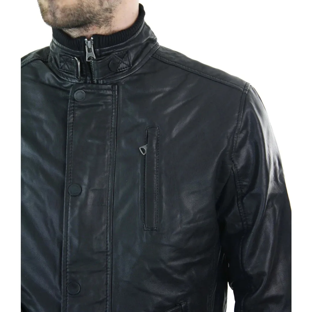 Men's Leather Zipped Black Jacket Short Coat sold by Tru Clothing product image thumbnail 3