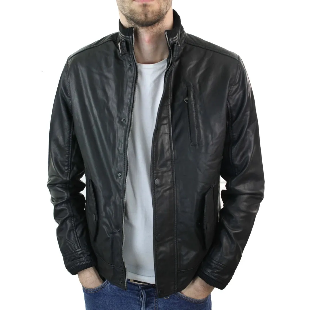Men's Leather Zipped Black Jacket Short Coat sold by Tru Clothing product image thumbnail 2