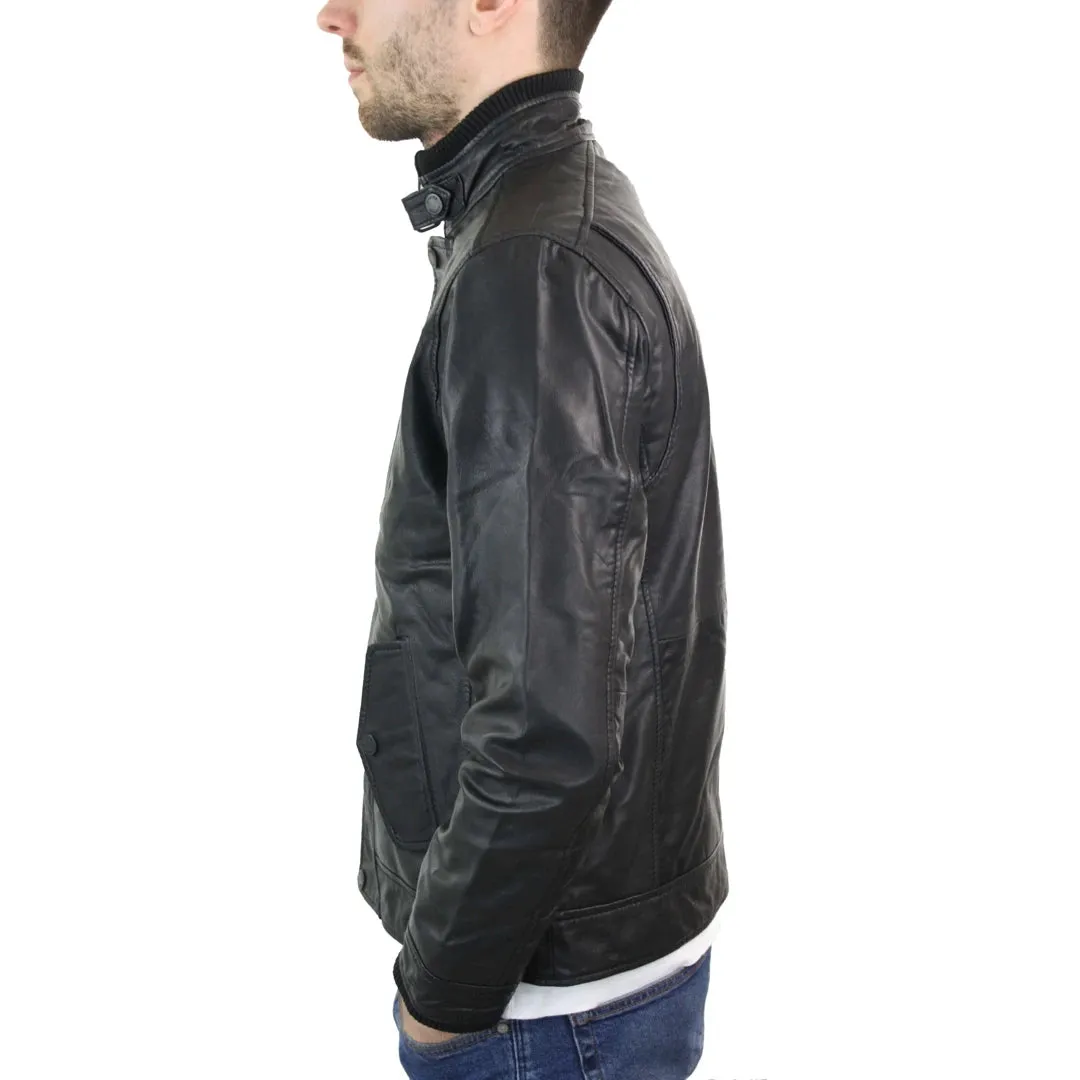 Men's Leather Zipped Black Jacket Short Coat sold by Tru Clothing product image thumbnail 5