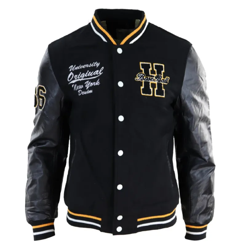 Men's Baseball Varsity Letterman College Fleece Jacket Badge PU Leather Sleeves sold by Tru Clothing