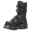 New Rock Boots M-422-S1 Unisex Metallic Black Leather Platform Gothic Boots sold by Tru Clothing