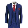 Kingsley - Men's 3 Piece Shiny Blue Wedding Prom Party Suit Formal sold by Tru Clothing