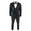 Regent - Men's 3 Piece Black Classic Satin Tuxedo Wedding Suit sold by Tru Clothing