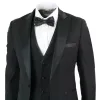 Regent - Men's 3 Piece Black Classic Satin Tuxedo Wedding Suit sold by Tru Clothing