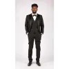 Regent - Men's 3 Piece Black Classic Satin Tuxedo Wedding Suit sold by Tru Clothing