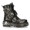 New Rock Mens 407-S1 Silver Cross Black Reactor Sole Leather Ankle Boots Gothic sold by Tru Clothing