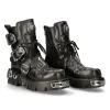 New Rock Mens 407-S1 Silver Cross Black Reactor Sole Leather Ankle Boots Gothic sold by Tru Clothing