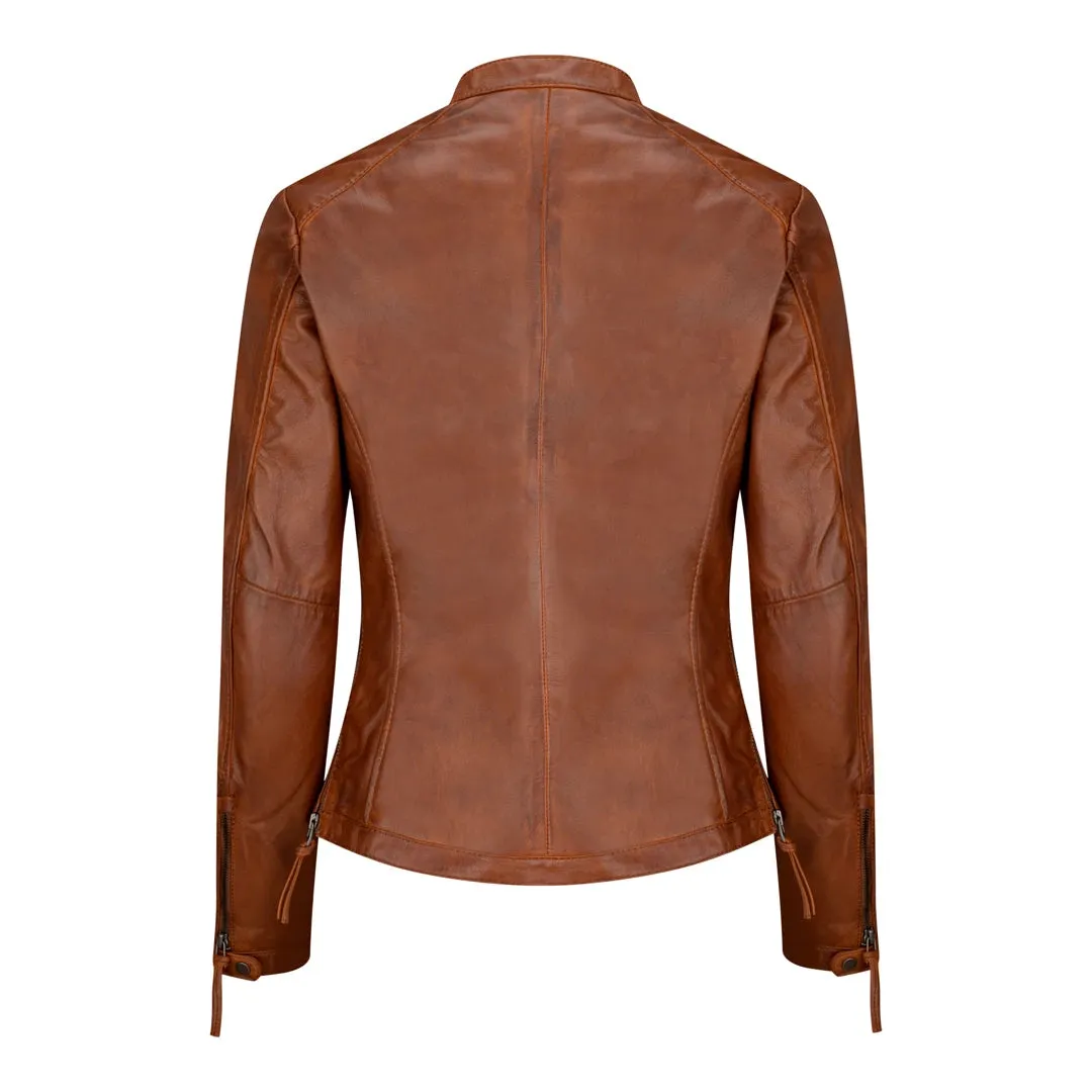 Women's Leather Biker Timber Leather Jacket sold by Tru Clothing product image thumbnail 4