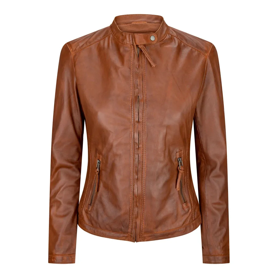 Women's Leather Biker Timber Leather Jacket sold by Tru Clothing