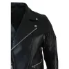 Men's Cross Zip Cow Hide Padded Biker Jacket White Black Brando sold by Tru Clothing