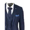Arthur - Men's Navy Blue 3 Piece Suit Birdseye Suit Wedding Prom Formal Classic sold by Tru Clothing
