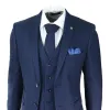 Arthur - Men's Navy Blue 3 Piece Suit Birdseye Suit Wedding Prom Formal Classic sold by Tru Clothing