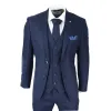 Arthur - Men's Navy Blue 3 Piece Suit Birdseye Suit Wedding Prom Formal Classic sold by Tru Clothing