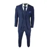 Arthur - Men's Navy Blue 3 Piece Suit Birdseye Suit Wedding Prom Formal Classic sold by Tru Clothing