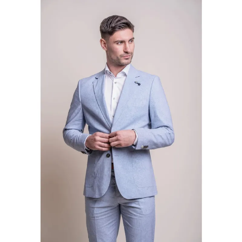 Fredrik - Men's Light Blue Summer Blazer made by House of Cavani