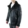 Men's Shearling Sheepskin Faux Fur B3 Aviator Flying Jacket Cross Zip RAF Black sold by Tru Clothing
