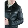 Men's Shearling Sheepskin Faux Fur B3 Aviator Flying Jacket Cross Zip RAF Black sold by Tru Clothing