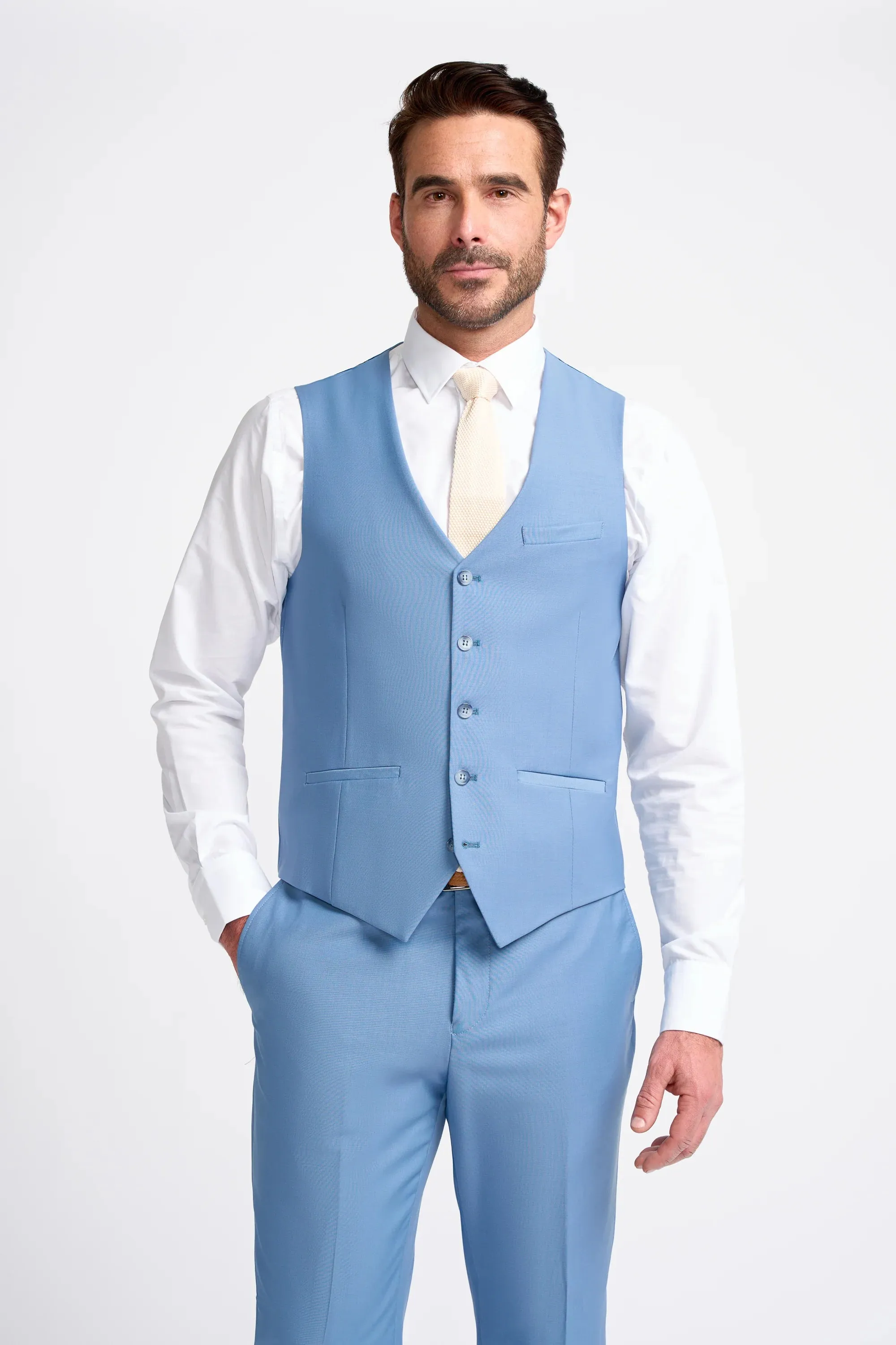Bond - Men's Sky Blue 3 Piece Tailored Fit Suit sold by Tru Clothing product image thumbnail 3