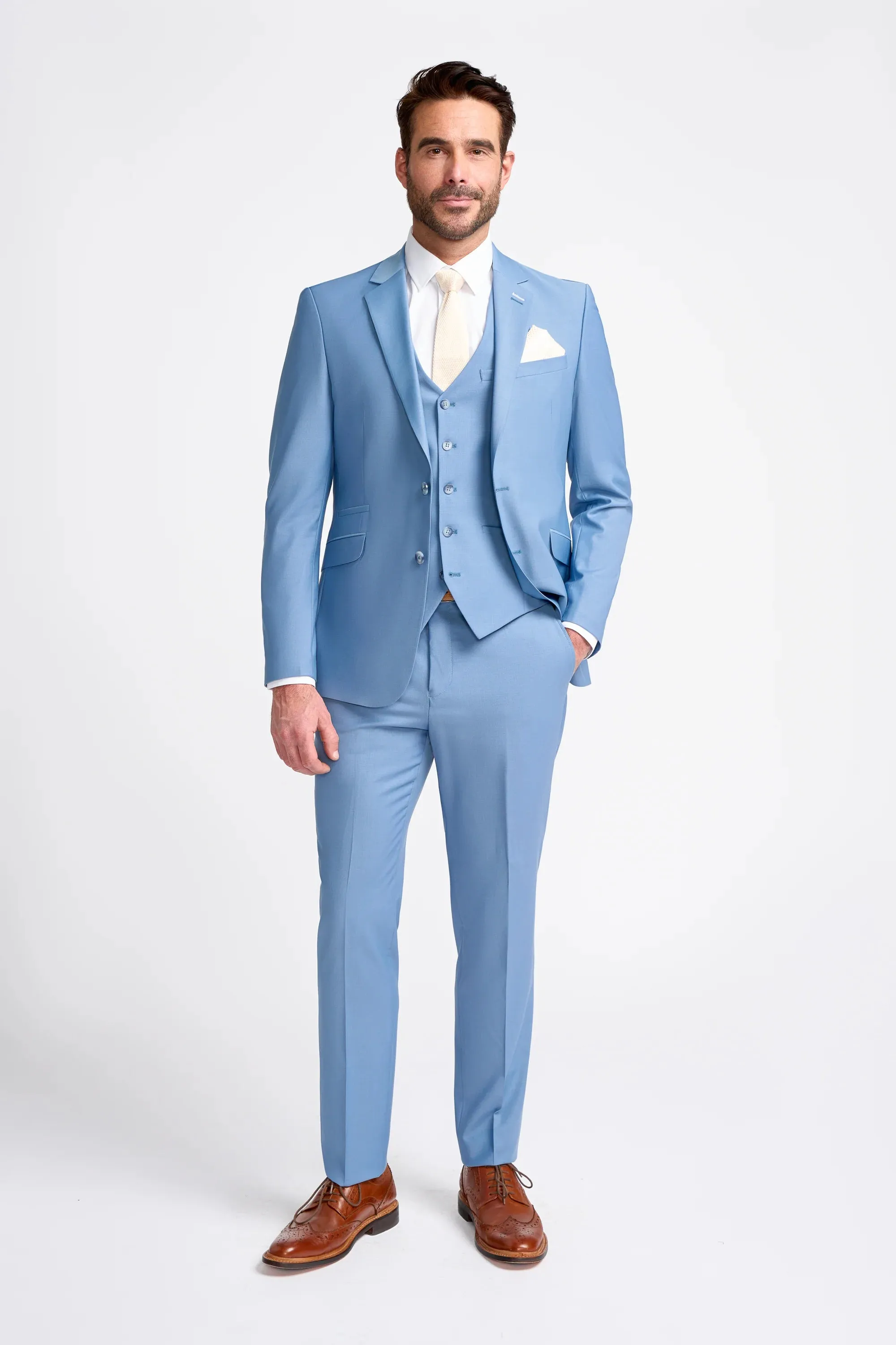 Bond - Men's Sky Blue 3 Piece Tailored Fit Suit sold by Tru Clothing product image thumbnail 2