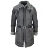 Men's 3/4 Shearling Sheepskin Jacket Grey Long Belt Flying Cockpit sold by Tru Clothing