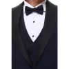 SP2303 - Men's 3 Piece Dinner Suit Double Breasted Waistcoat Shawl Round Lapel Navy sold by Tru Clothing