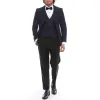 SP2303 - Men's 3 Piece Dinner Suit Double Breasted Waistcoat Shawl Round Lapel Navy sold by Tru Clothing