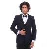 SP2303 - Men's 3 Piece Dinner Suit Double Breasted Waistcoat Shawl Round Lapel Navy sold by Tru Clothing