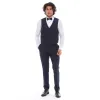 SP2303 - Men's 3 Piece Dinner Suit Double Breasted Waistcoat Shawl Round Lapel Navy sold by Tru Clothing