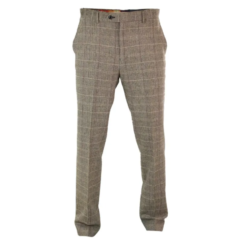 Baron - Men's Herringbone Tweed Check Trousers Wool Vintage sold by Tru Clothing
