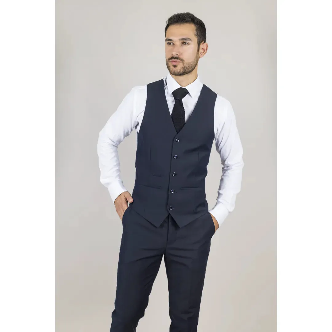 Parker - Men's Navy 3 Piece Tailored Fit Wedding Suit sold by Tru Clothing product image thumbnail 5