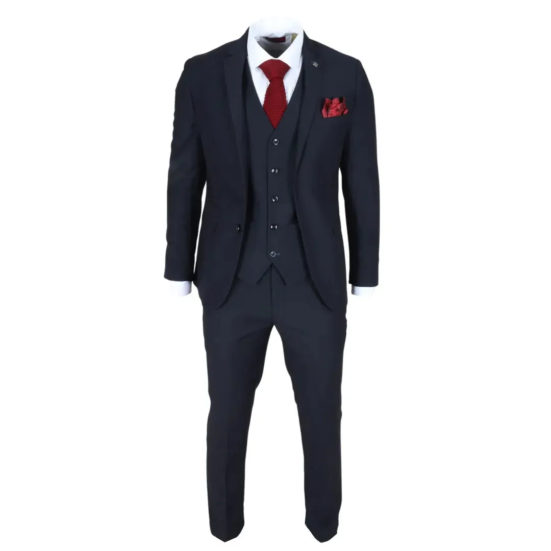 Parker - Men's Navy 3 Piece Tailored Fit Wedding Suit sold by Tru Clothing product image thumbnail 3