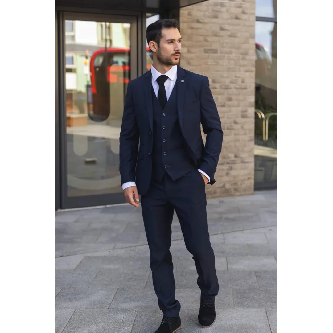 Parker - Men's Navy 3 Piece Tailored Fit Wedding Suit sold by Tru Clothing product image thumbnail 2