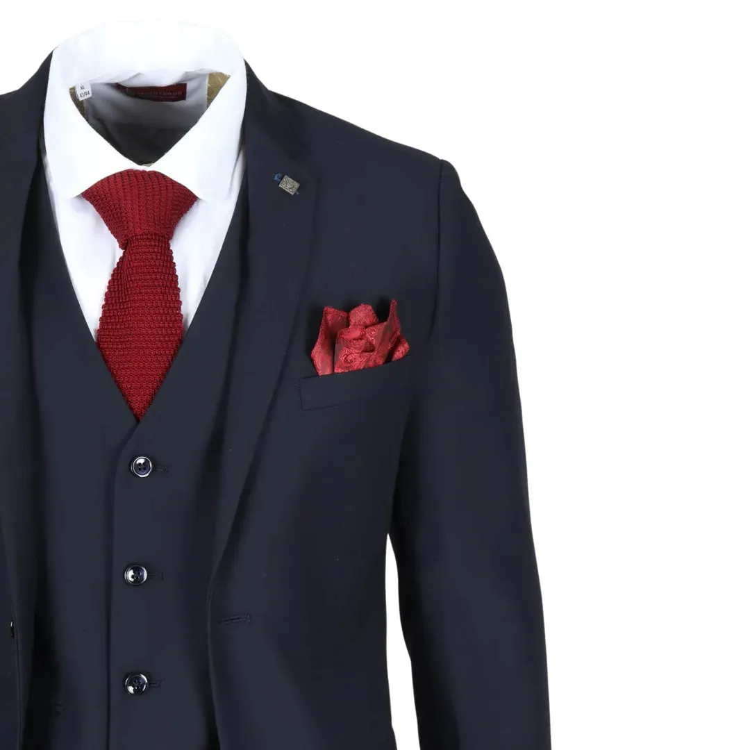 Parker - Men's Navy 3 Piece Tailored Fit Wedding Suit sold by Tru Clothing product image thumbnail 4