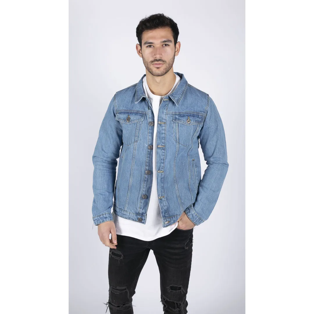 Men's Classic Denim Jacket Jeans Black Stonewash Blue Short 80s Classic sold by Tru Clothing product image thumbnail 2